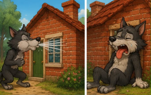 The wolf huffs and puffs but the brick house stands firm